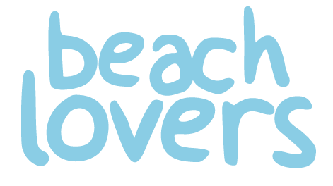 beach lovers logo with white background and blue letters